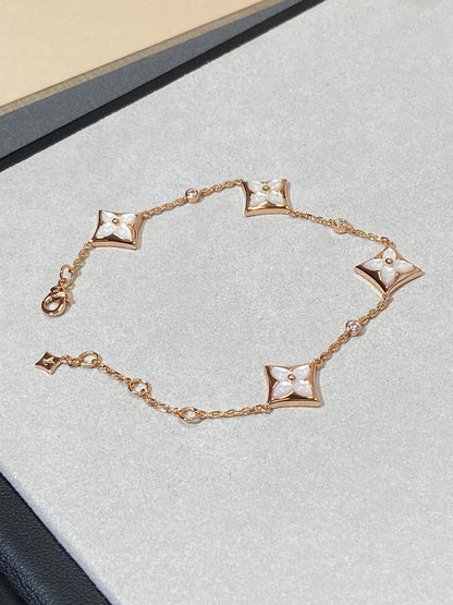 [Renovia Jewelry]STAR 4 MOTIF MOP DIAMOND PINK GOLD BRACELET
