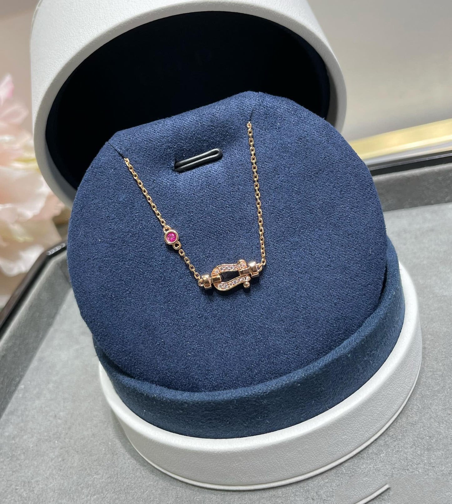 [Renovia Jewelry]FORCE 10 DIAMOND CHAIN LINK PINK GOLD BRACELET