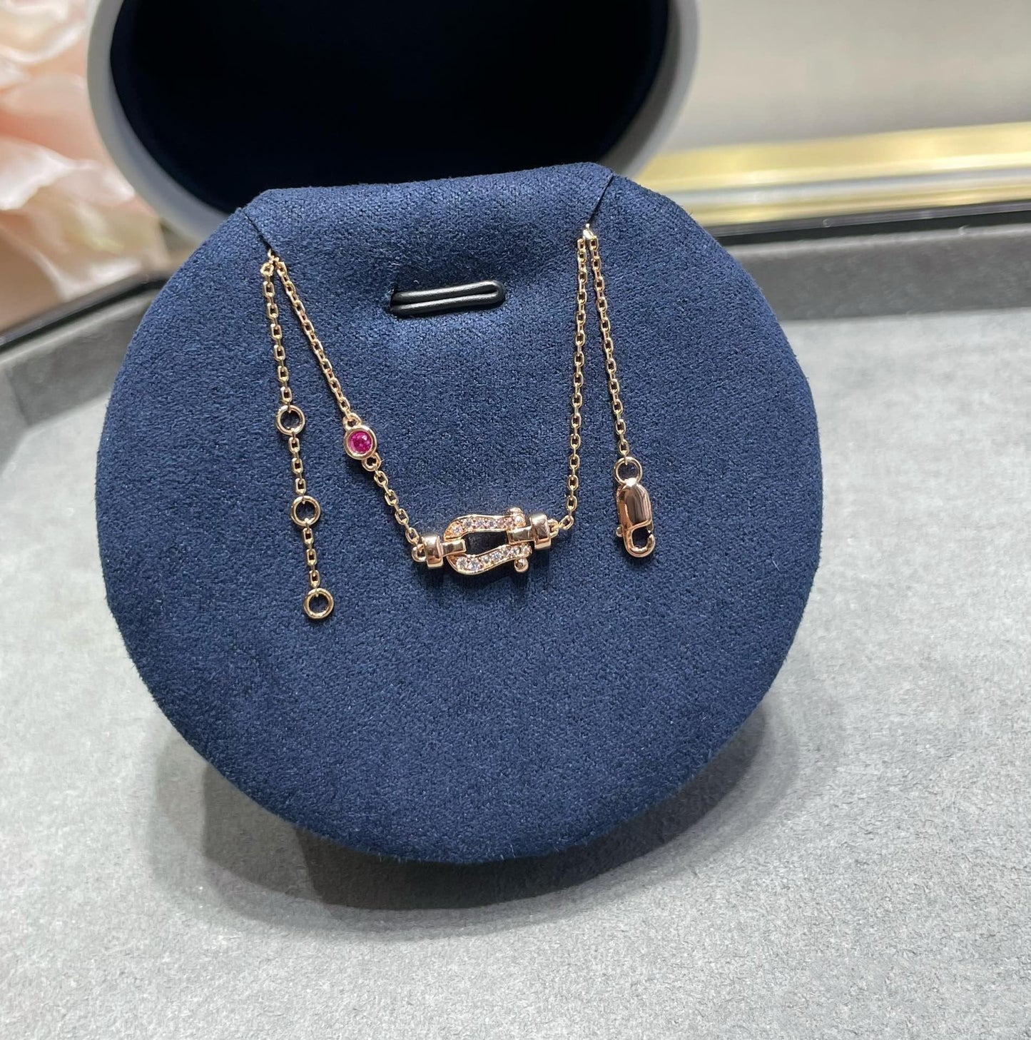 [Renovia Jewelry]FORCE 10 DIAMOND CHAIN LINK PINK GOLD BRACELET