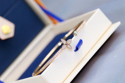 [Renovia Jewelry]IDYLLE PINK GOLD OPEN BRACELET DIAMOND PAVED