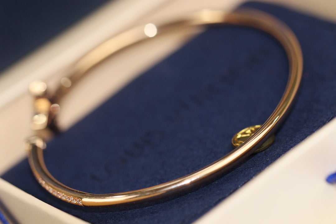 [Renovia Jewelry]IDYLLE PINK GOLD OPEN BRACELET DIAMOND PAVED