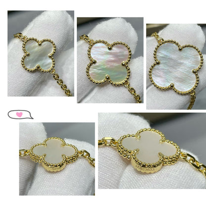 [Renovia Jewelry]CLOVER 16 MOTIF WHITE MOP GOLD NECKLACE