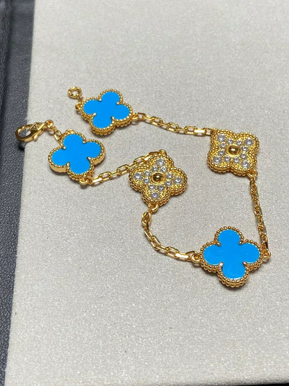 [Renovia Jewelry] CLOVER 5 MOTIF BLUE AGATE BRACELET COLLECTION