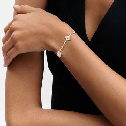 [Renovia Jewelry]STAR AND SUN 4 MOTIF WHITE MOP PINK GOLD BRACELET