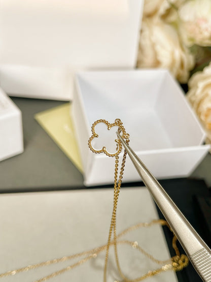 [Renovia Jewelry]CLOVER ROCK CRYSTAL ROSE GOLD NECKLACE