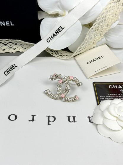 [Renovia Jewelry]26C Pink-White Enamel Ice Cream Cone Double C Brooch
