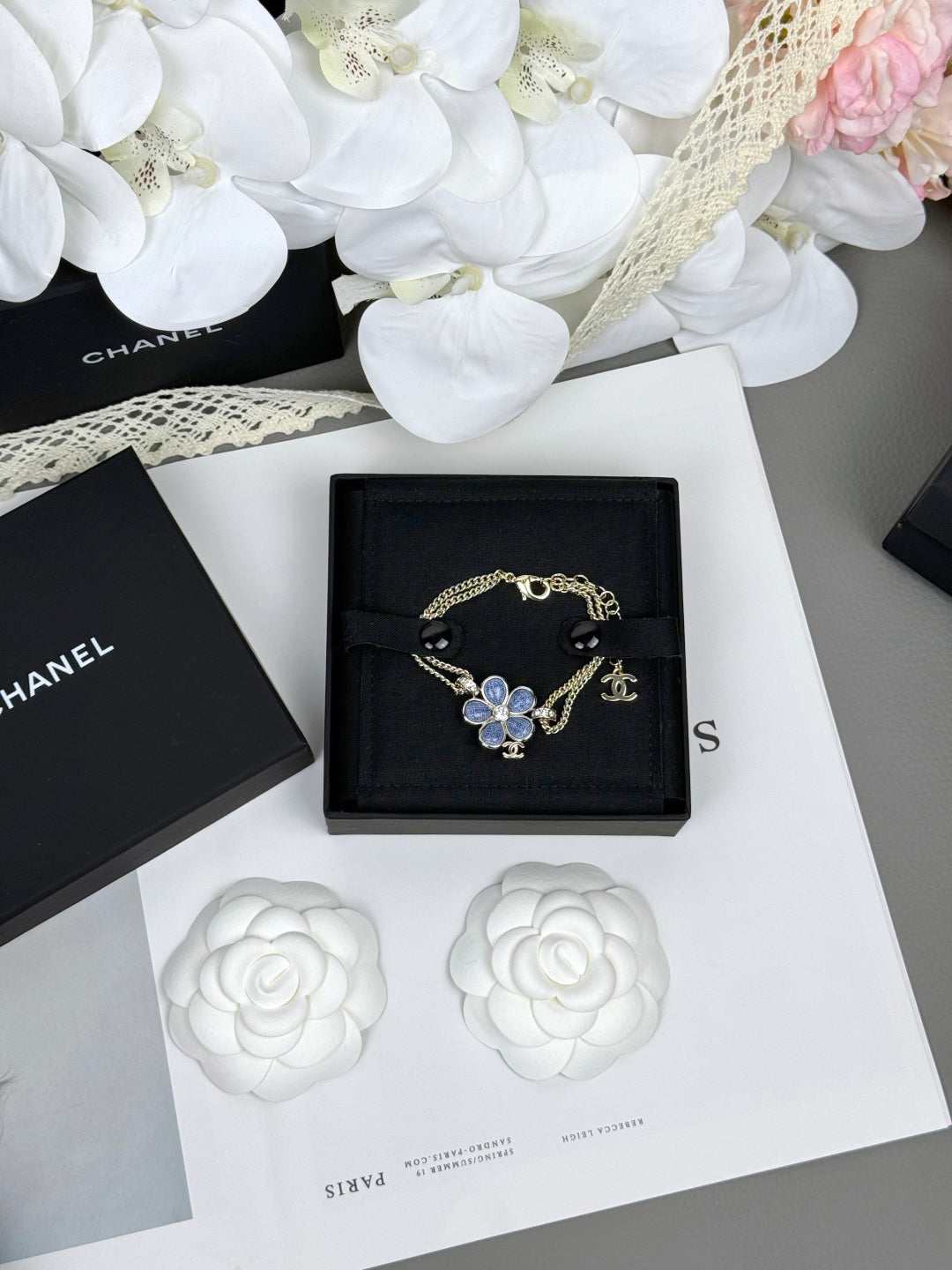 [Renovia Jewelry]VOLTE New Blue Floral Double-Layer Bracelet