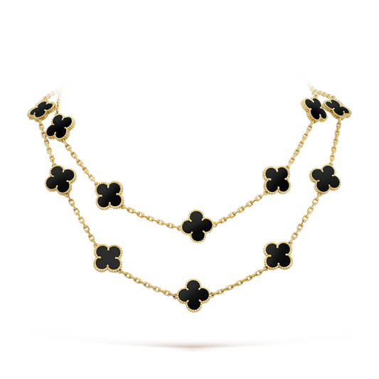 [Renovia Jewelry]CLOVER 20 MOTIFS ONYX NECKLACE