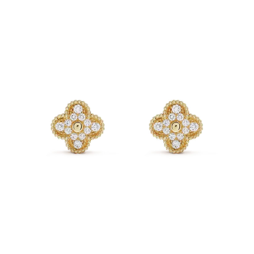 [Renovia Jewelry]CLOVER MEDIUM 1 MOTIFS FUll DIAMOND EARRINGS