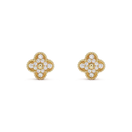 [Renovia Jewelry]CLOVER MEDIUM 1 MOTIFS FUll DIAMOND EARRINGS