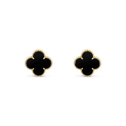 [Renovia Jewelry]CLOVER MEDIUM 1 MOTIFS  ONYX STUD EARRINGS