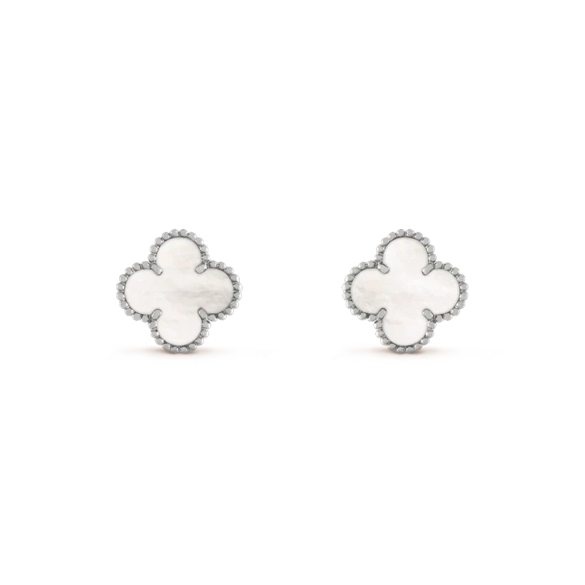 [Renovia Jewelry]CLOVER MEDIUM 1 MOTIFS  WHITE MOP EARRINGS SILVER