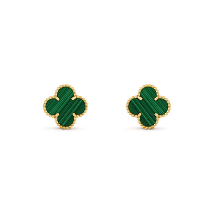 [Renovia Jewelry]CLOVER MEDIUM 1 MOTIFS MALACHITE  EARRINGS