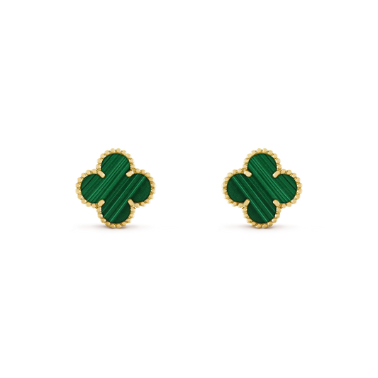[Renovia Jewelry]CLOVER MEDIUM 1 MOTIFS MALACHITE  EARRINGS