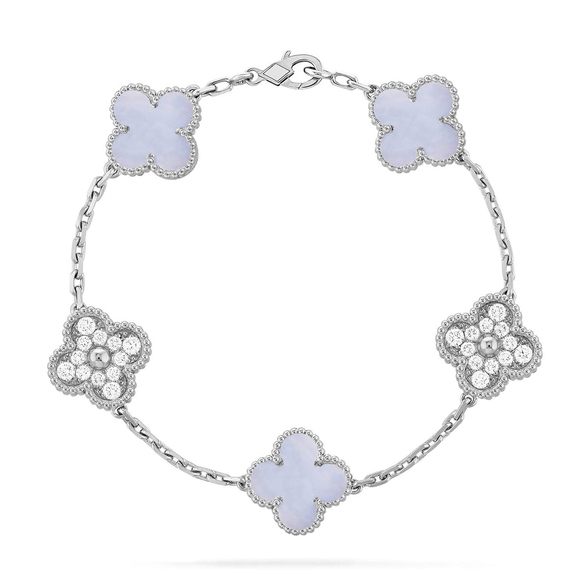 [Renovia Jewelry] CLOVER 5 MOTIF PURPLE CHALCEDONY BRACELET COLLECTION