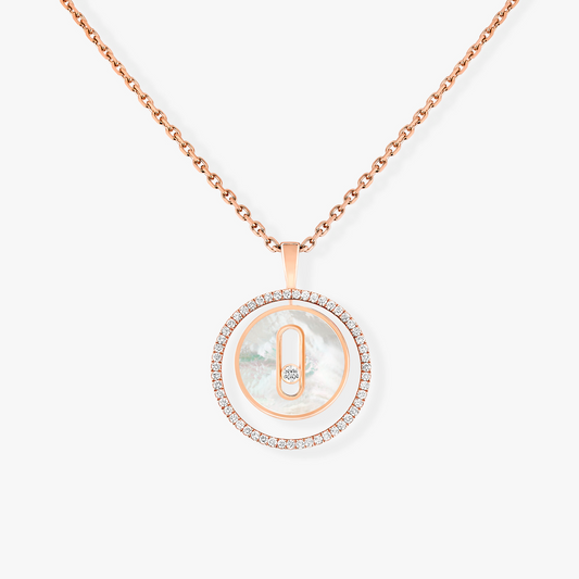 [Renovia Jewelry]LUCKY MOVE 1 DIAMOND WHITE MOTHER OF PEARL PINK GOLD DIAMOND NECKLACE