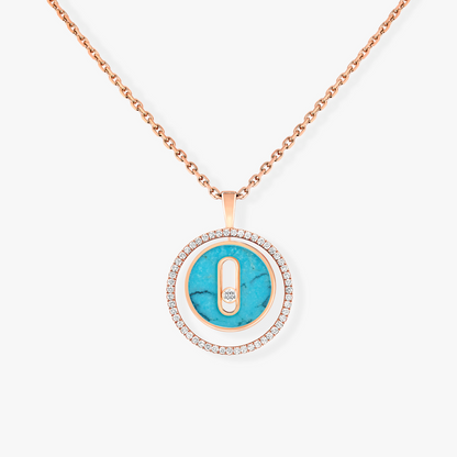 [Renovia Jewelry]LUCKY MOVE 1 DIAMOND TURQUOISE PINK GOLD DIAMOND NECKLACE