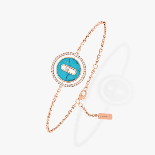 [Renovia Jewelry]LUCKY MOVE TURQUOISE PINK GOLD DIAMOND BRACELET(Adjustable)