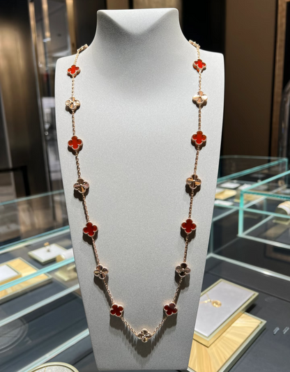 [Renovia Jewelry]CLOVER 20 MOTIFS LASER CARNELIAN NECKLACE