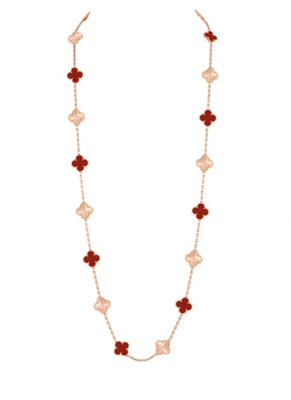 [Renovia Jewelry]CLOVER 20 MOTIFS LASER CARNELIAN NECKLACE