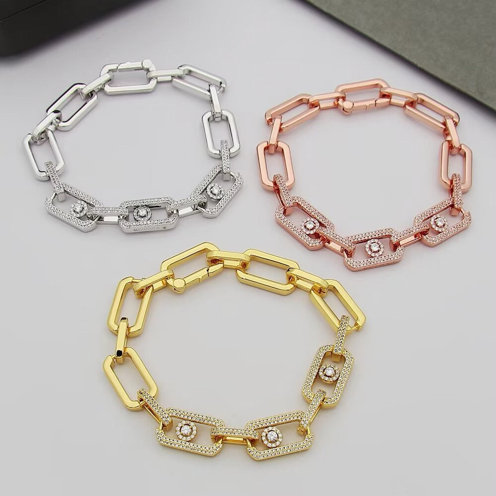 [Renovia Jewelry]Large Full Diamond Unisex Sliding Bracelet with Moissanite