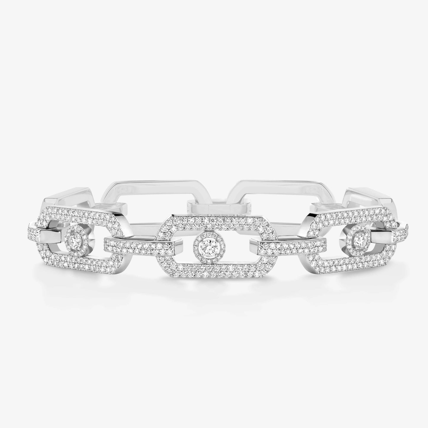 [Renovia Jewelry]Large Full Diamond Unisex Sliding Bracelet with Moissanite
