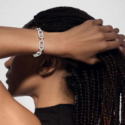 [Renovia Jewelry]Large Full Diamond Unisex Sliding Bracelet with Moissanite