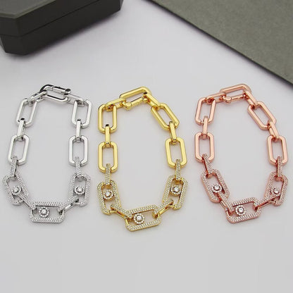 [Renovia Jewelry]Large Full Diamond Unisex Sliding Bracelet with Moissanite
