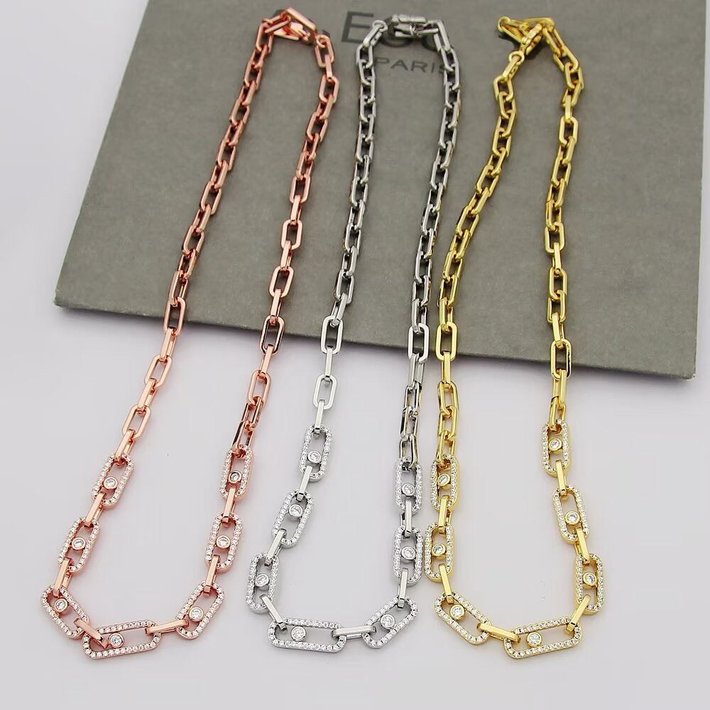 [Renovia Jewelry]Move Link Pave Diamond Necklace