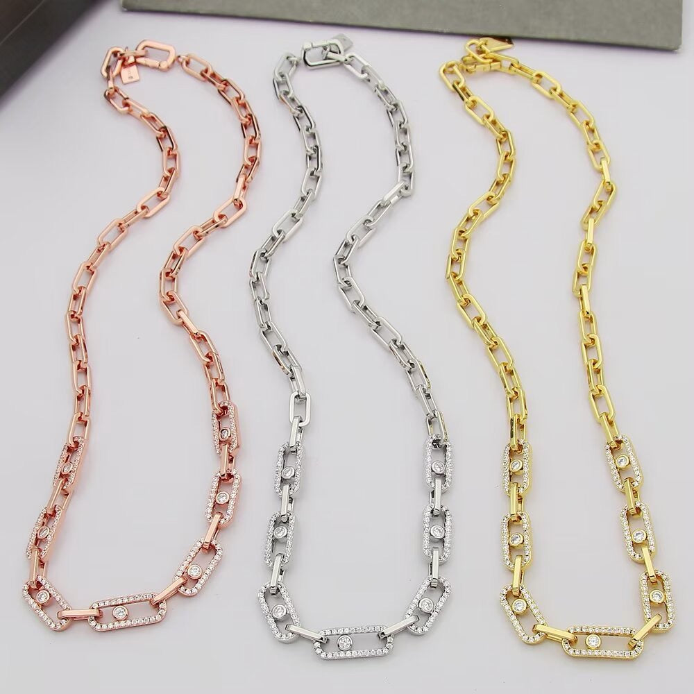 [Renovia Jewelry]Move Link Pave Diamond Necklace