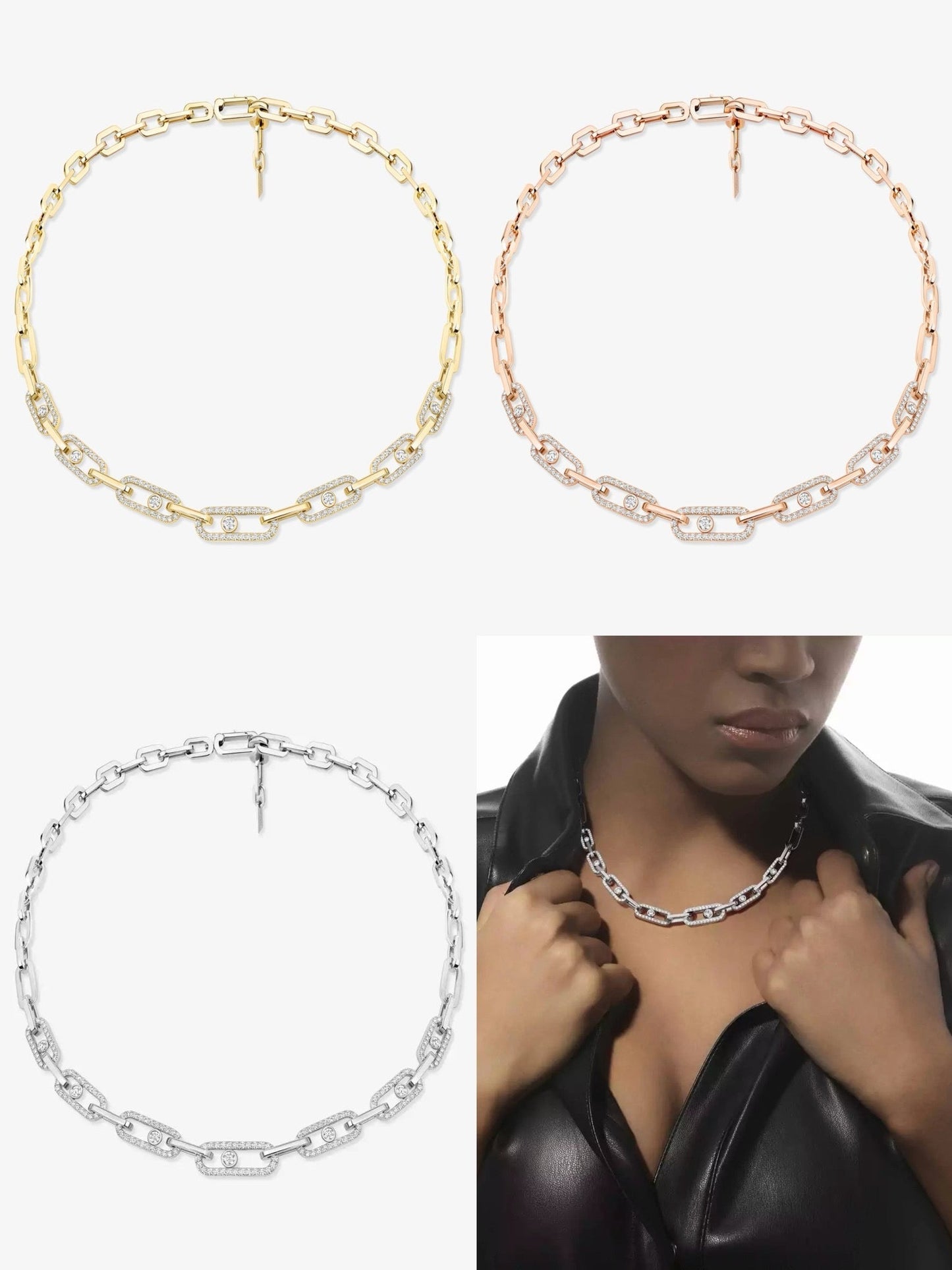 [Renovia Jewelry]Move Link Pave Diamond Necklace