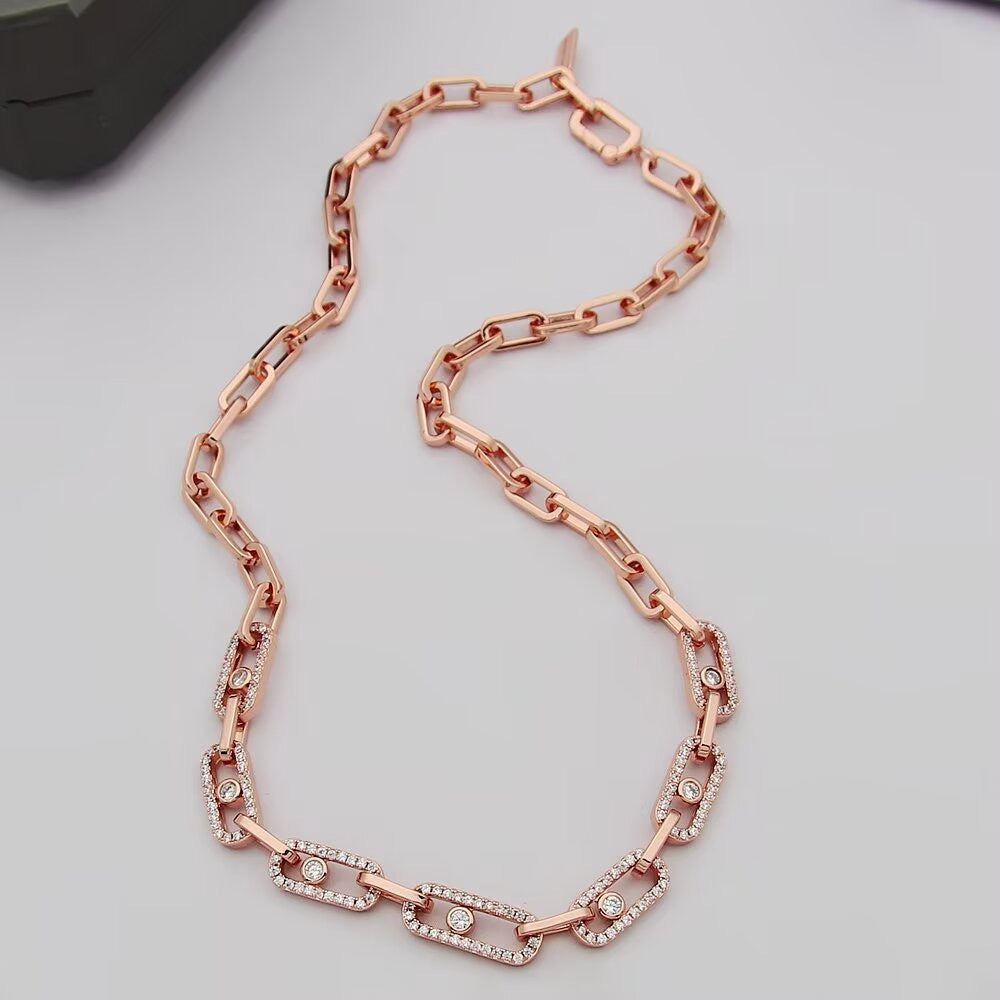 [Renovia Jewelry]Move Link Pave Diamond Necklace