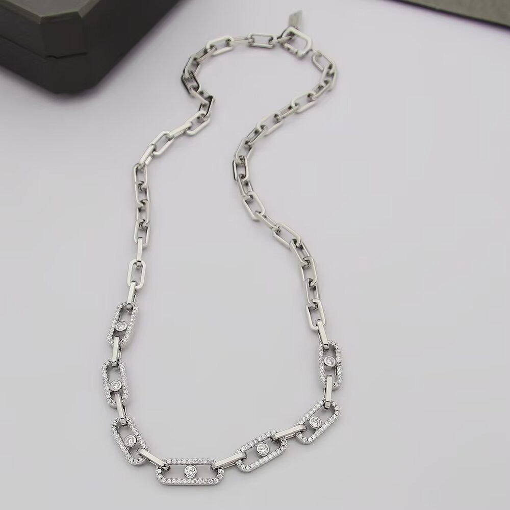 [Renovia Jewelry]Move Link Pave Diamond Necklace