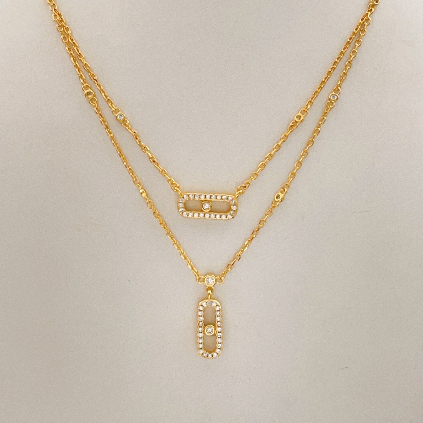 [Renovia Jewelry]MOVE 2 ROW DIAMOND NECKLACE