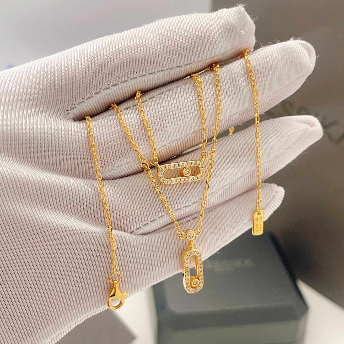 [Renovia Jewelry]MOVE 2 ROW DIAMOND NECKLACE
