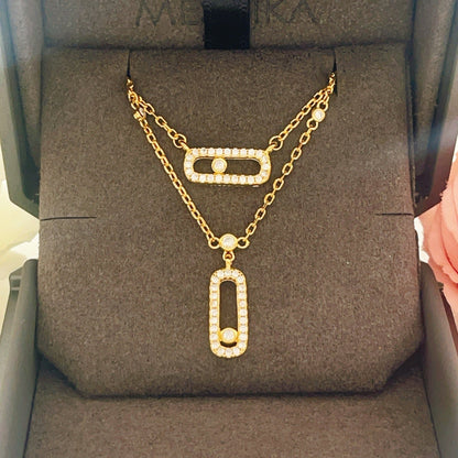 [Renovia Jewelry]MOVE 2 ROW DIAMOND NECKLACE