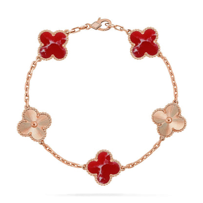 [Renovia Jewelry]CLOVER 5 MOTIF RED PATTERN BRACELET COLLECTION