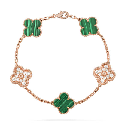 [Renovia Jewelry] CLOVER 5 MOTIF MALACHITE BRACELET COLLECTION