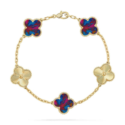 [Renovia Jewelry]CLOVER 5 MOTIF COLOR GEMSTONES BRACELET COLLECTION