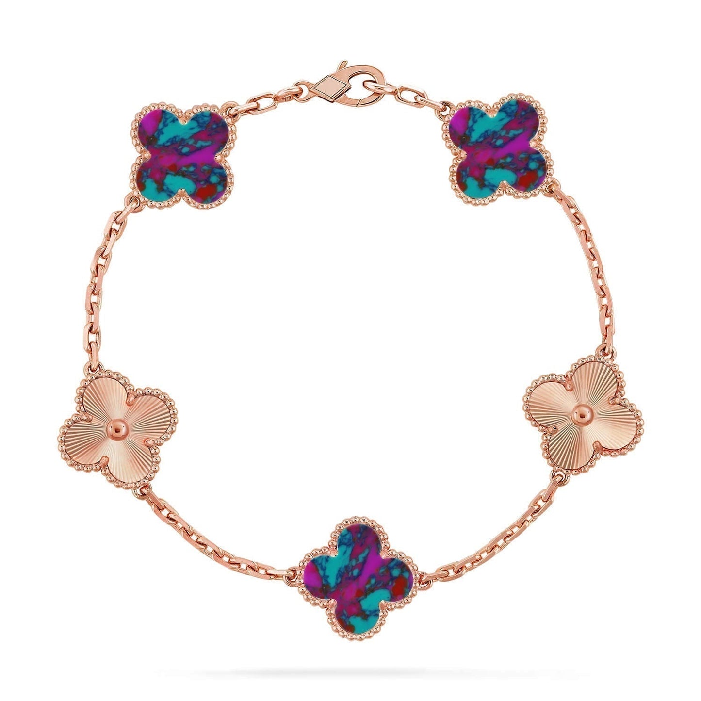 [Renovia Jewelry]CLOVER 5 MOTIF COLOR GEMSTONES BRACELET COLLECTION