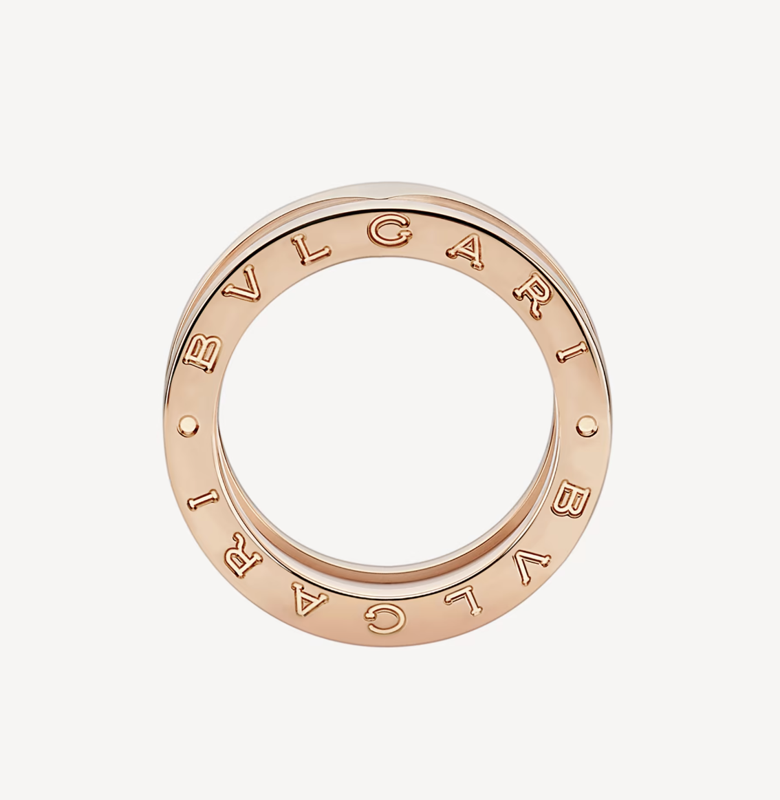 [Renovia Jewelry]ZERO 1 TWO-BAND LOOPS AND WHITE CERAMIC SPIRAL PINK GOLD RING