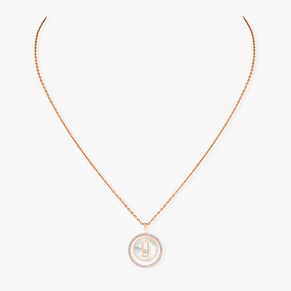 [Renovia Jewelry]LUCKY MOVE 1 DIAMOND WHITE MOTHER OF PEARL PINK GOLD DIAMOND NECKLACE