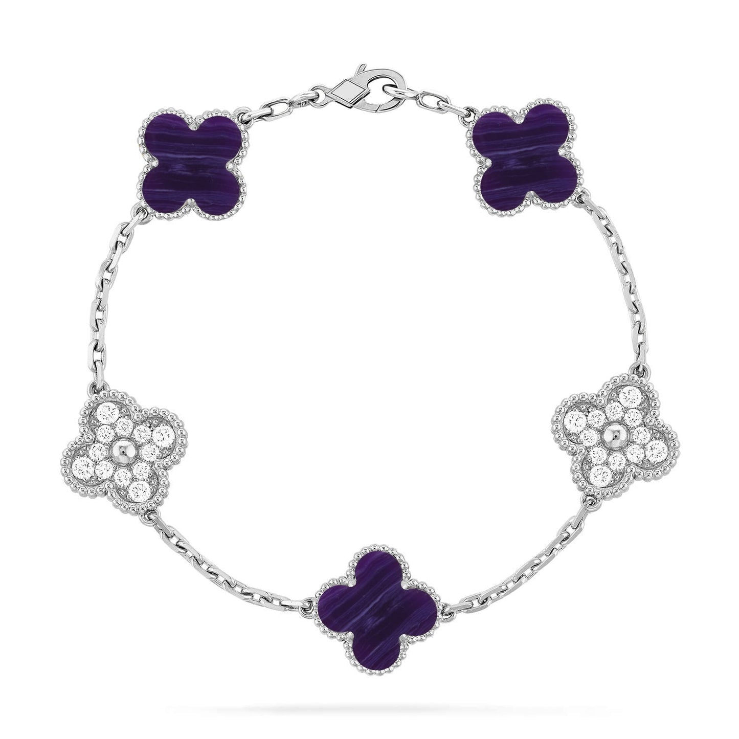 [Renovia Jewelry]CLOVER 5 MOTIF PURPLE STRIPES BRACELET COLLECTION