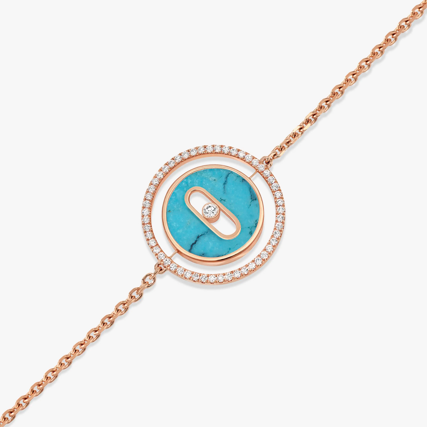 [Renovia Jewelry]LUCKY MOVE TURQUOISE PINK GOLD DIAMOND BRACELET(Adjustable)