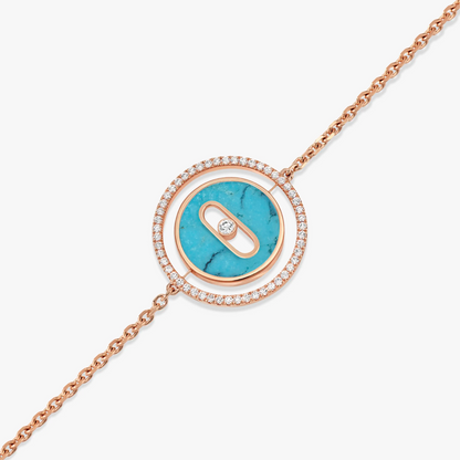 [Renovia Jewelry]LUCKY MOVE TURQUOISE PINK GOLD DIAMOND BRACELET(Adjustable)