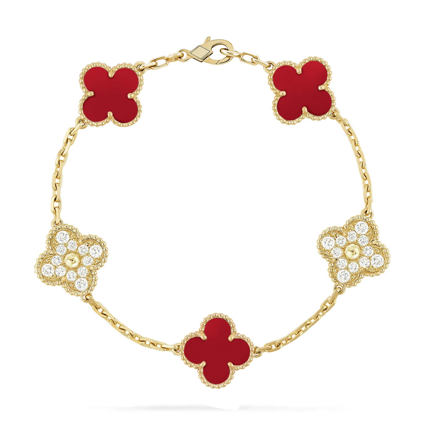 [Renovia Jewelry] CLOVER 5 MOTIF RED CORNELIAN BRACELET COLLECTION