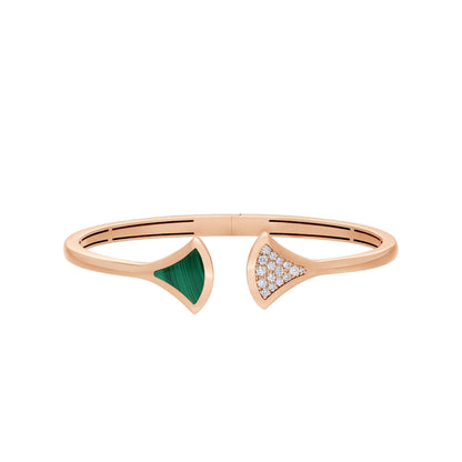 [Renovia Jewelry]DREAM BRACELET OPEN MALACHITE PINK GOLD