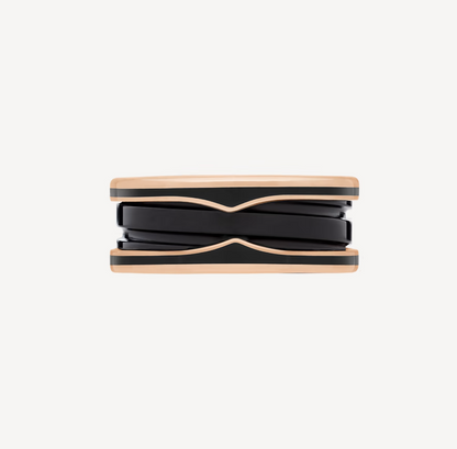 [Renovia Jewelry]ZERO 1 TWO-BAND WITH MATTE BLACK CERAMIC PINK GOLD RING