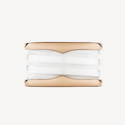 [Renovia Jewelry]ZERO 1 FOUR-BAND LOOPS AND WHITE CERAMIC SPIRAL PINK GOLD RING