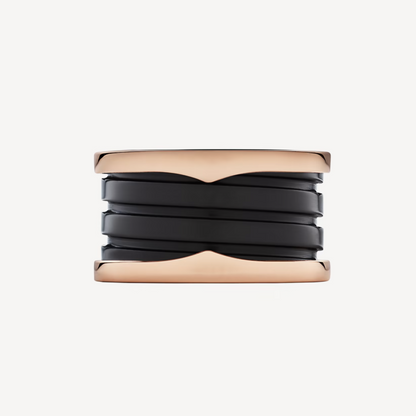 [Renovia Jewelry]ZERO 1 FOUR-BAND LOOPS AND BLACK CERAMIC SPIRAL PINK GOLD RING